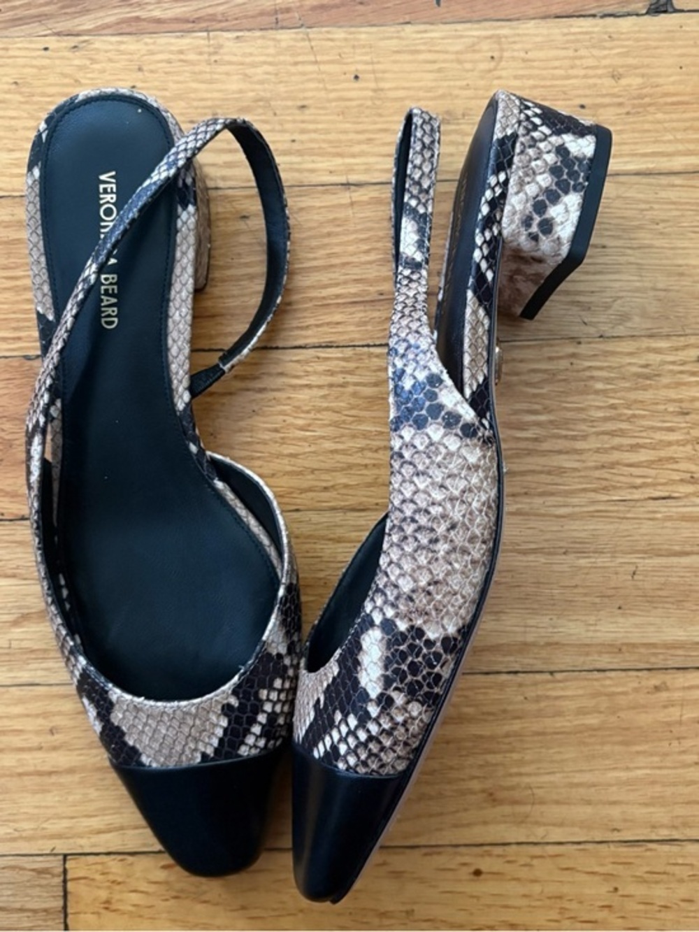 Veronica Beard Snake Print Block Heel Sling Backs Size 6.5